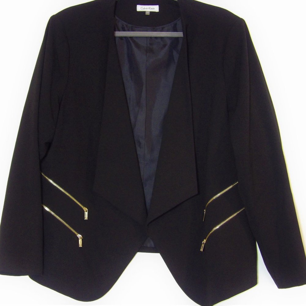 CALVIN KLEIN BLACK WOMEN'S BUSINESS JACKET SIZE 18 W FULLY LIINED